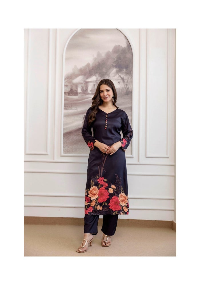 Malishka Export Black Printed Kurta Pant Set With Dupatta for Women - Image 5